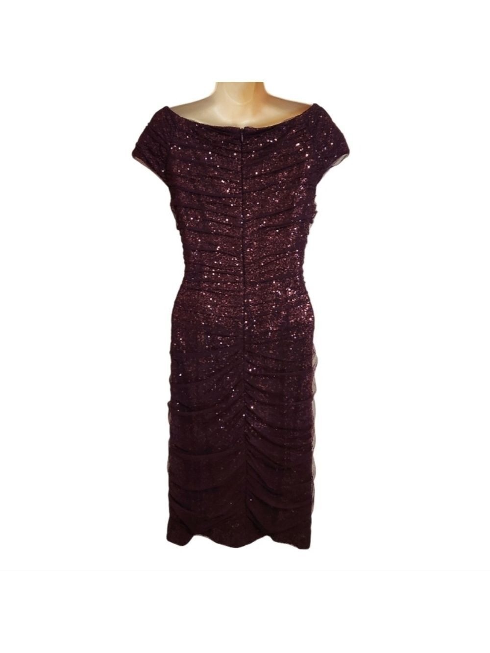 Lauren Ralph Lauren Dress Off Shoulder Plum Size 10 - Picture 6 of 12